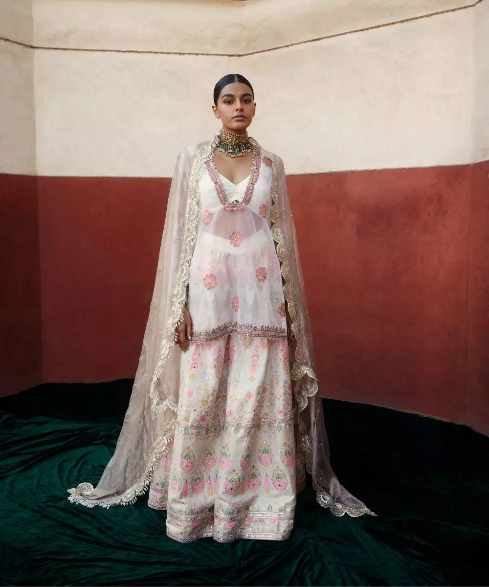ADITI GUPTA - Ivory Chanderi Banarasi Sharara set